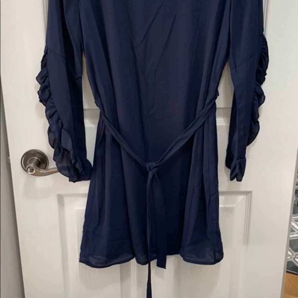 𝅺peppermint navy dress mini Ruffle sleeve navy NWT - Picture 6 of 7